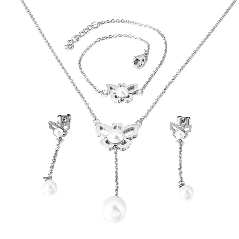 

2021 Charming Qings neck chain custom stainless steel butterfly set necklace