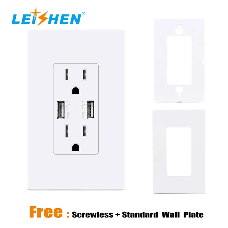 Us Standard 3.6a Usb Wall Outlet Fast Charger Dual High Speed Charger