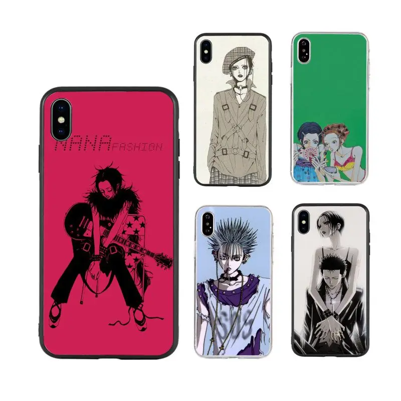 

Anime Nana fashion art capas hot selling cute Phone Case for iPhone X XR Xs Max 11 11Pro 11ProMax 12 12pro luxury fundas, Black/transparent