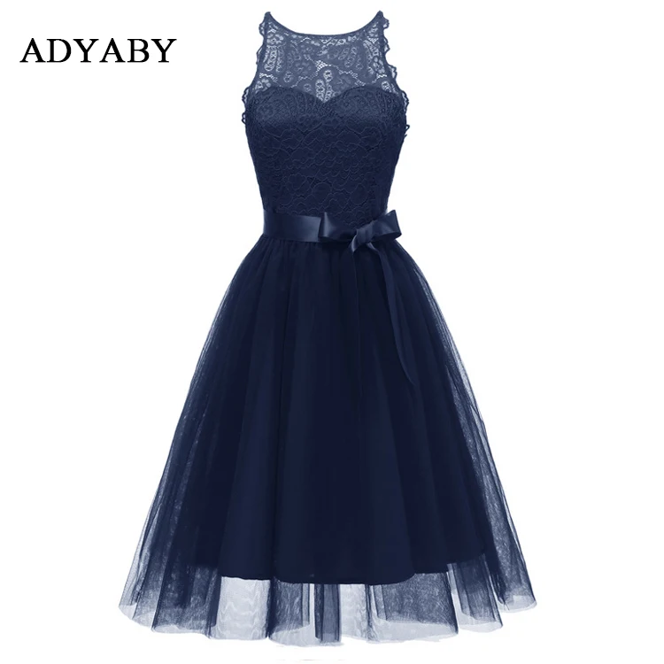 

ADYABY Hollow Bow Design Embroidered Lace Ladies Extravagant Evening Dress for Evening Celebrity, Pink/wine red/dark blue