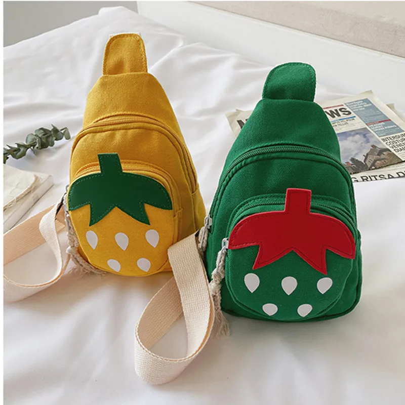 

cartoon canvas chest belt cute strawberry fashion fancy children kids crossbody bag