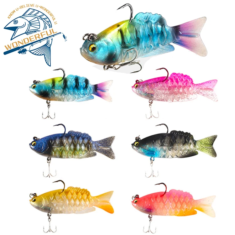 

Hot Selling 21g 100mm Plastic Artificial Sea Fishing Jigging Wobblers Soft Multi Jointed Lead Lure