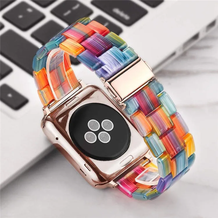 

Resin watch band strap Wriststrap Bracelet for apple watch iwatch 38mm 40mm 42mm 44mm 22mm series 1 2 3 4 5 6 Men Women, Multi color
