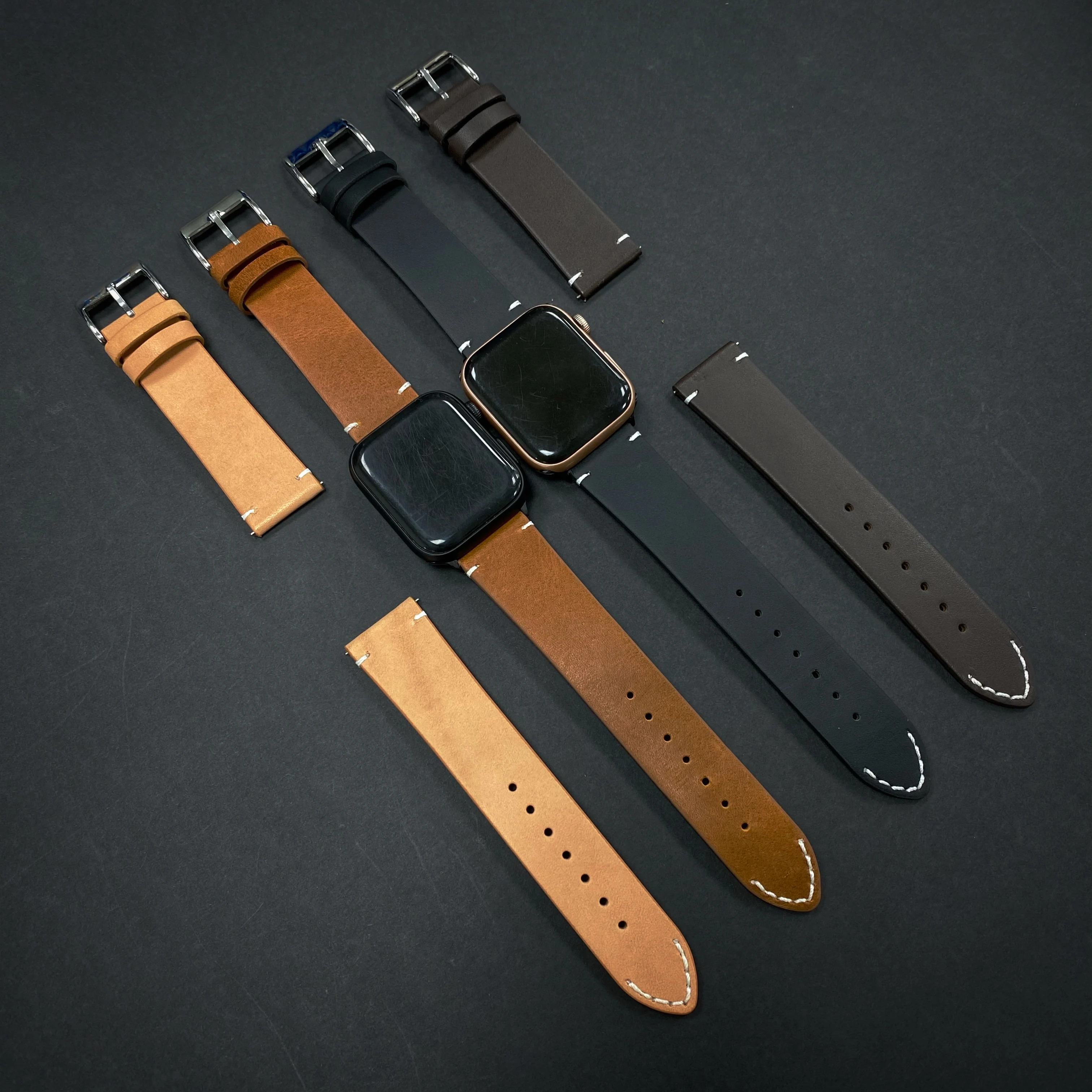 

In Stock Handmade Slim Leather Loop Strap For Genuine Leather Apple Watch Band Iwatch Band series 6, 4 colors
