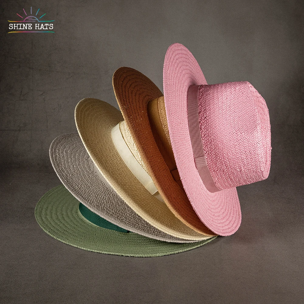 

Shinehats 2023 retro wholesale straw fedora hat paper grass wide brim colorful bulk panama sun summer seaside sombrero for women