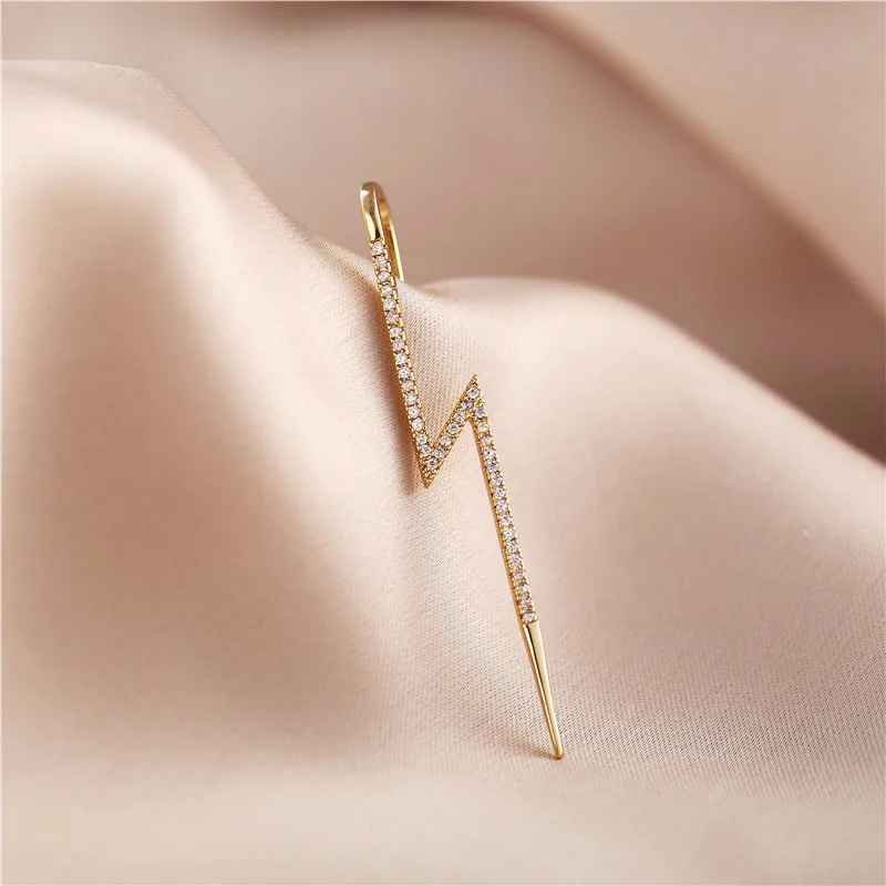 

925 Silver Set Diamond Plated Real Gold Ear Hanging Pierce Needles