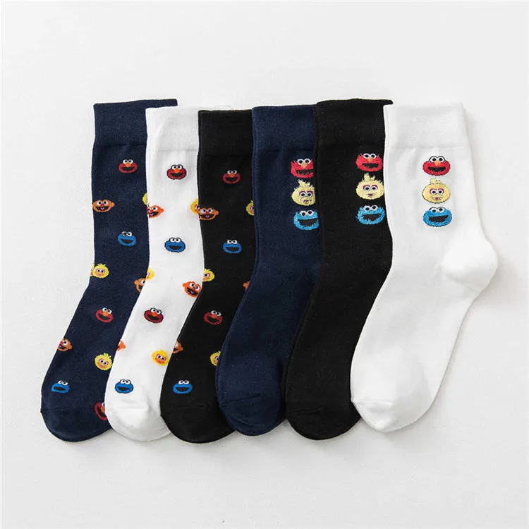 

WIIPU Female Korean Funny Socks Cute Cartoon Anime Sesame Street Fashion Trendy Skateboard Socks Polka Dot Female Socks