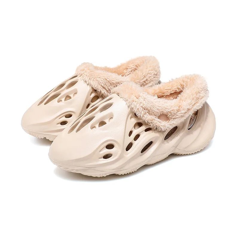 

Factory Wholesale Ladies's Fur Slides Slippers Warm Home Yezzy Slides Fashion Yeezy Foam Runner For Women, 2kinds