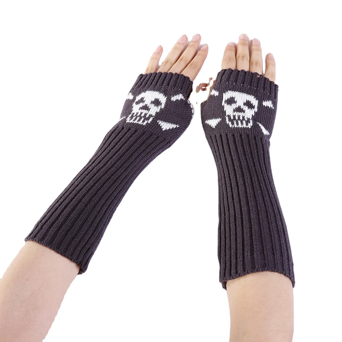 

Winter Long Type Half Finger Protection Creative Skeleton Pattern Home Knitting Hand Gadgets Fashion Skiing Warm Tools