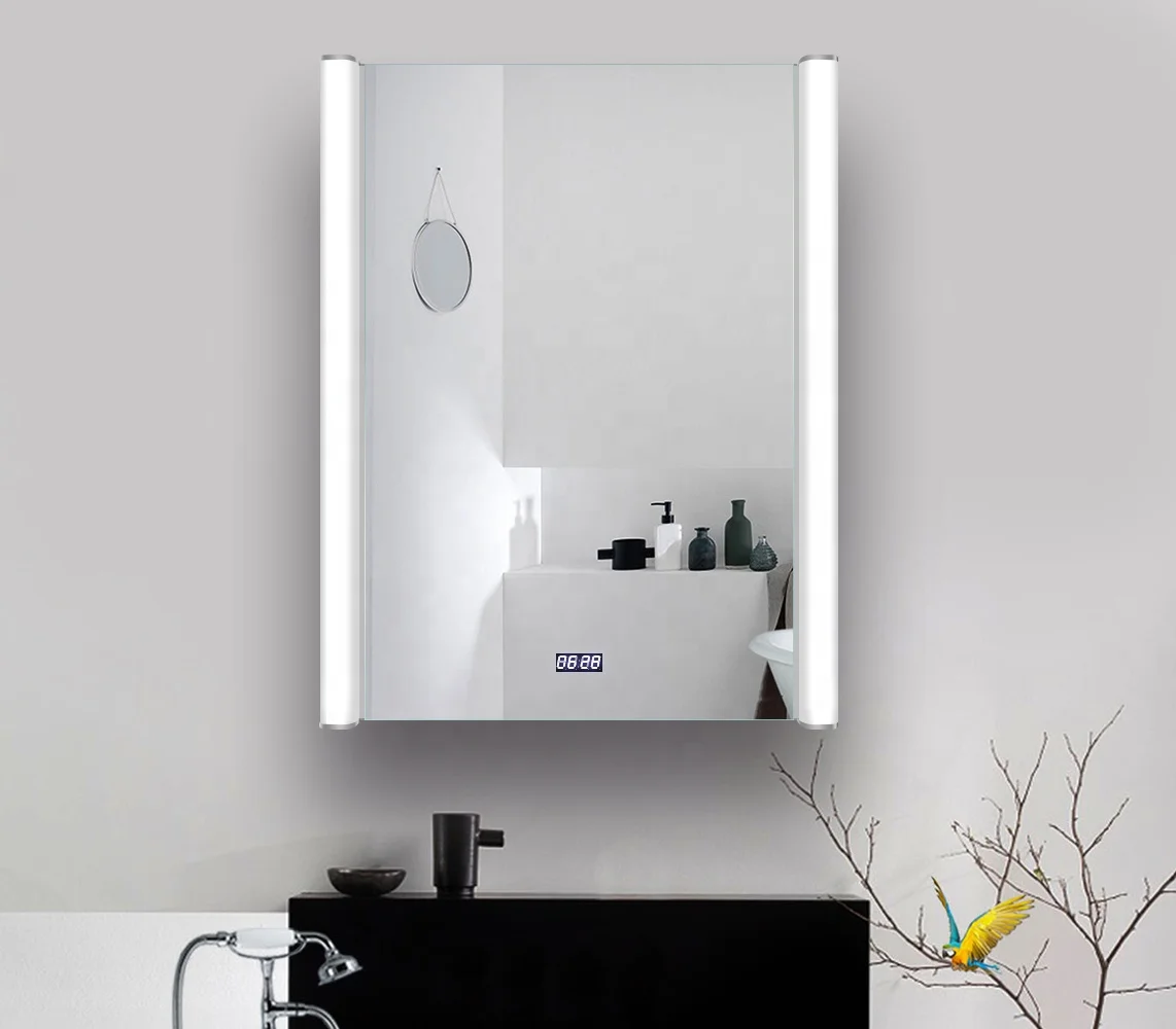 Lamxon hot sale modern waterproof bathroom vanity cabinets mirrors with LED lights 500 x 700 mm