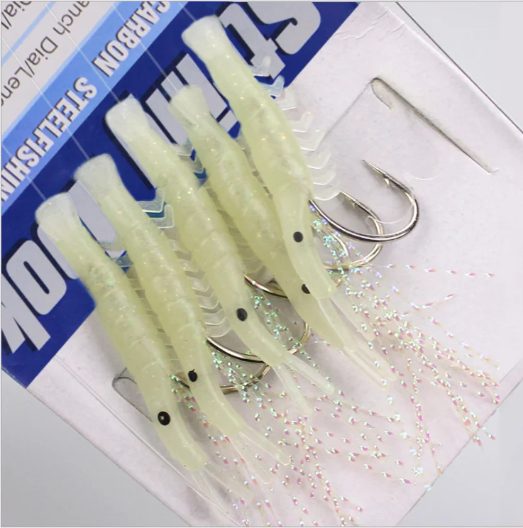 

Fish Skin String Hook Soft Shrimp Hook Simulated Shrimp Skin Hook SABIKI lure SABIKI rigs, Luminous