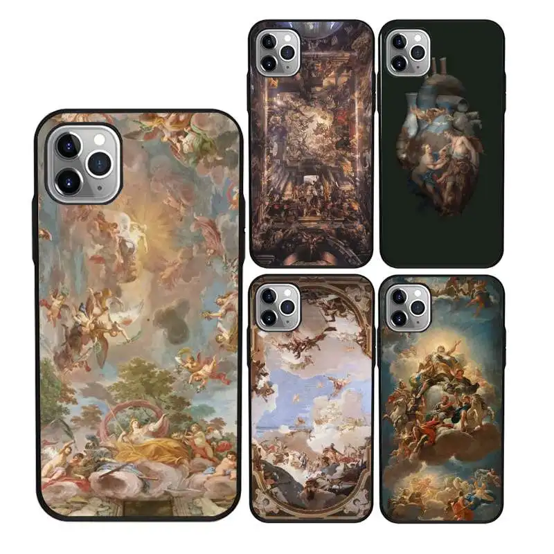 

Beautiful renaissance day soft tpu phone case for iPhone 12 11Pro Max 11 X XS XR XS MAX 8plus 8 7plus 7 6plus 6 5 5E case, Black