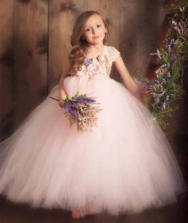 

European and American Girl Dress Piano Host Elegant Party Dress Lace Wedding Dress, As show