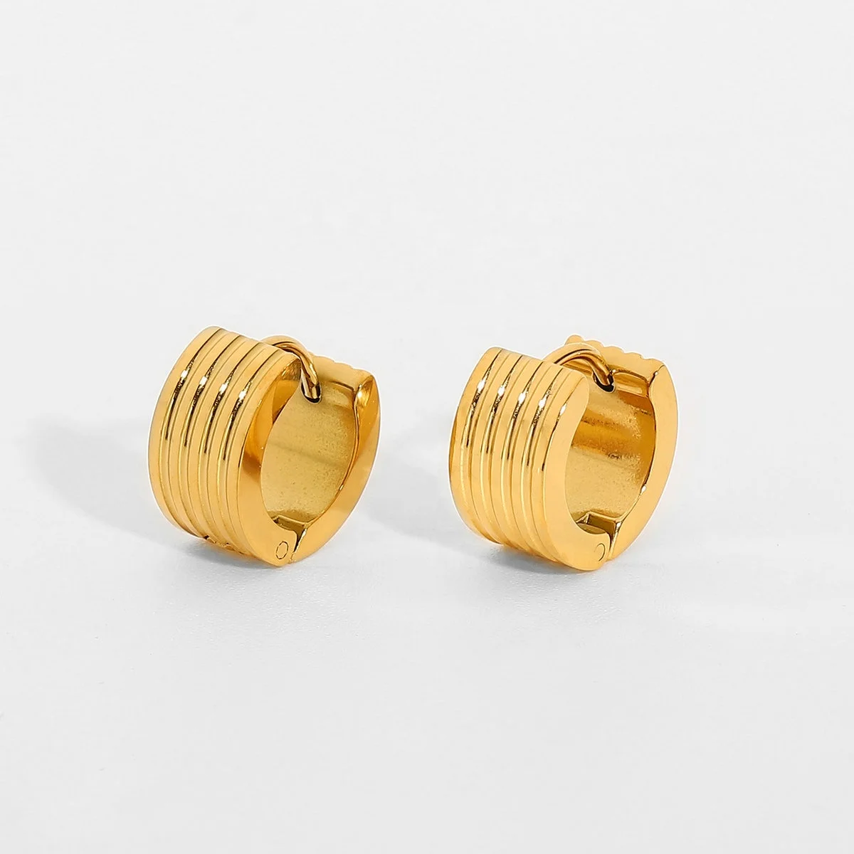 

Mini Huggie Earrings Gold Plated Stainless Steel Circle Small Hoop Earrings for men women