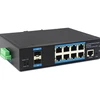 Metal shell web managed industrial POE switch 8 port Rj45 GE and 2 port SFP gigabit