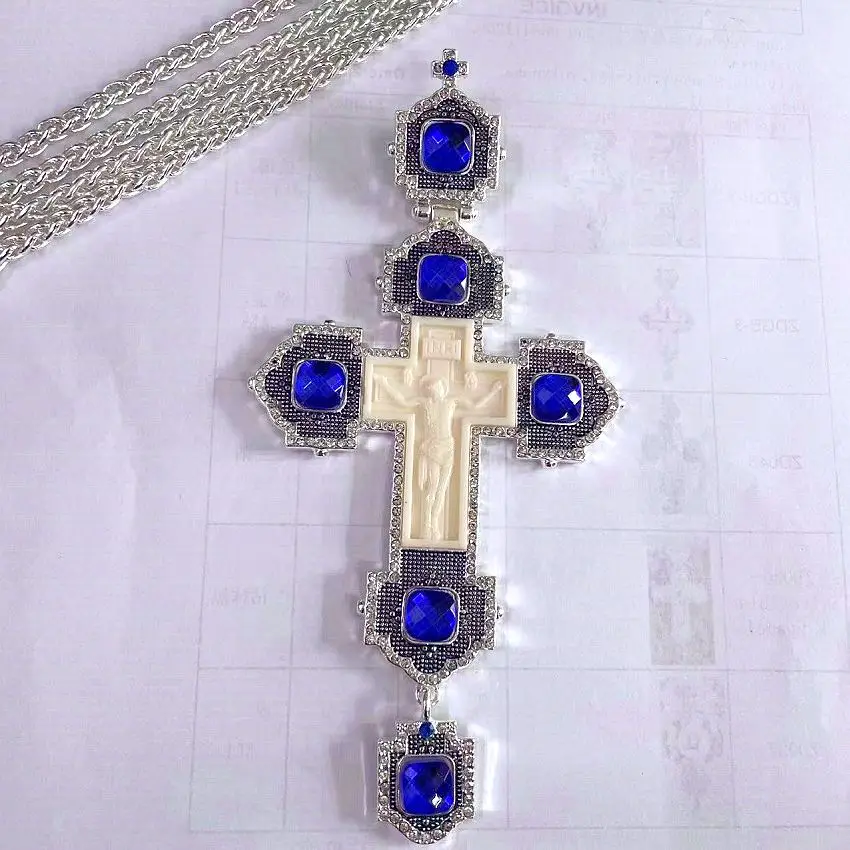 

Creative Development Silver Plated Orthodox Design Greek Pectoral Cross for Church Anniversary Prayer's Gift