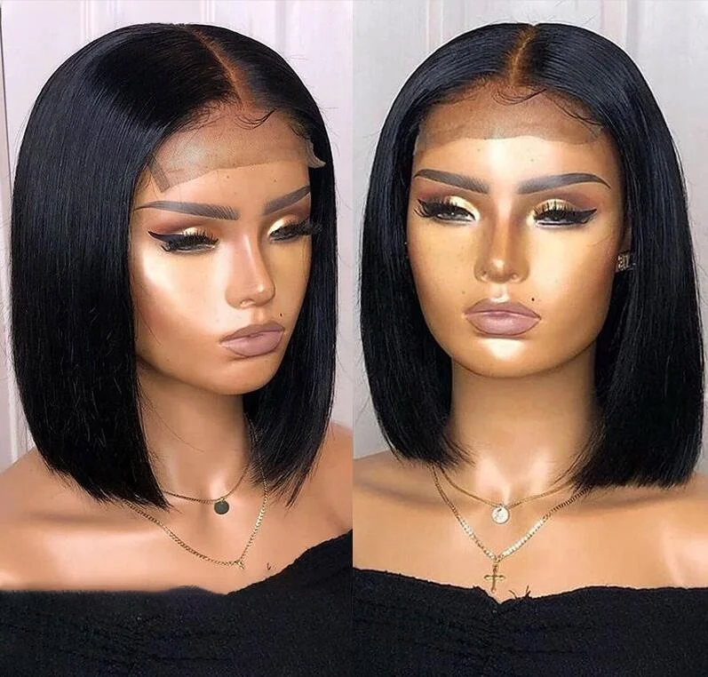 

Wigs for Black Women 100% Virgin Silky Staight Short Bob Closure Wig 4x4 5x5 Glueless Blunt Cut Cheap Wigs with Lowest Price