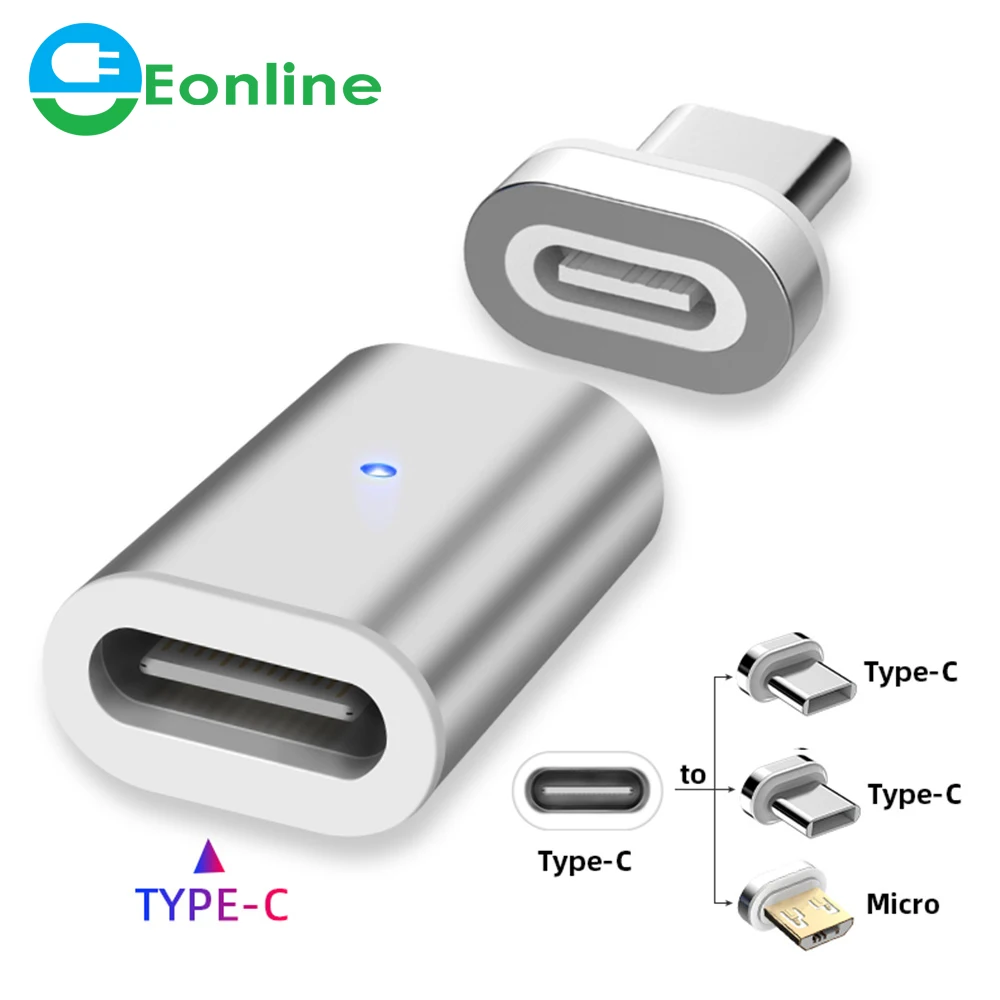 

Eonline 3A Type C Adapter Magnetic Charger USB Connector for Samsung iPhone Xiaomi Huawei Phone Charger Cable Converter