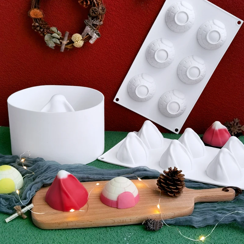 

DUMO Christmas Igloo Mousse Cake Silicone Mold DIY 6 Cavity Santa Hat French Dessert Cake Chocolate Mold