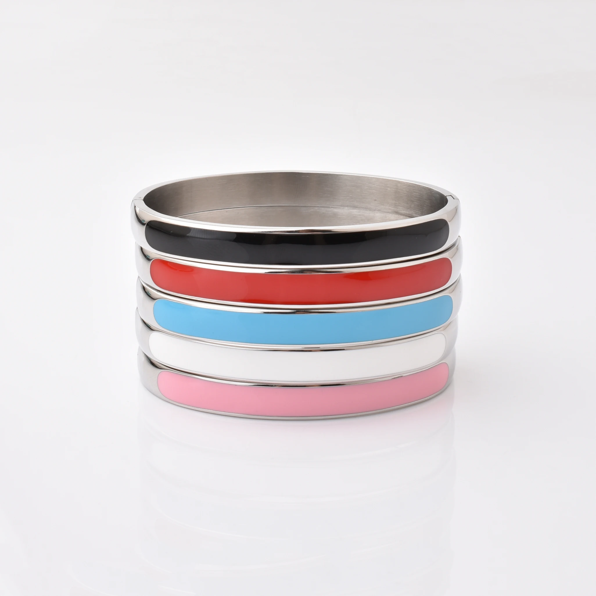 

Hot Sale Popular Jewelry For Men Women 316L Stainless Steel Bracelet Enamel Colorful Opening Bangle