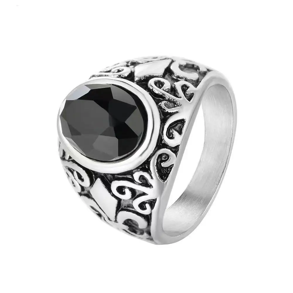 

Fashion creative jewelry Cross Diamond Ring simple retro men's stainless steel ring