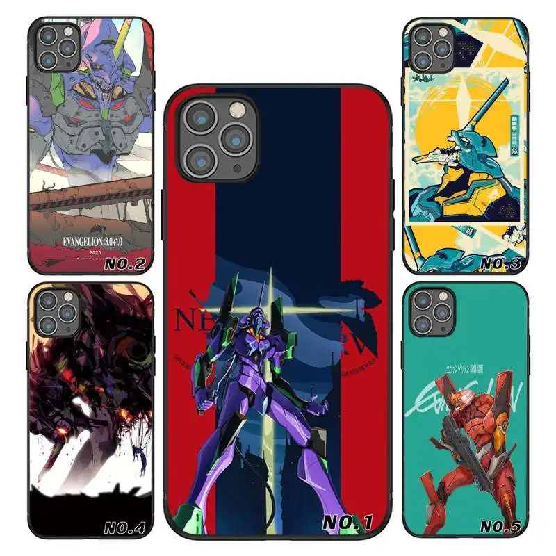 

Japanese classic anime Evangelion black TPU printed phone case for iPhone 6s 7 8 6Plus 7Plus 8Plus Case