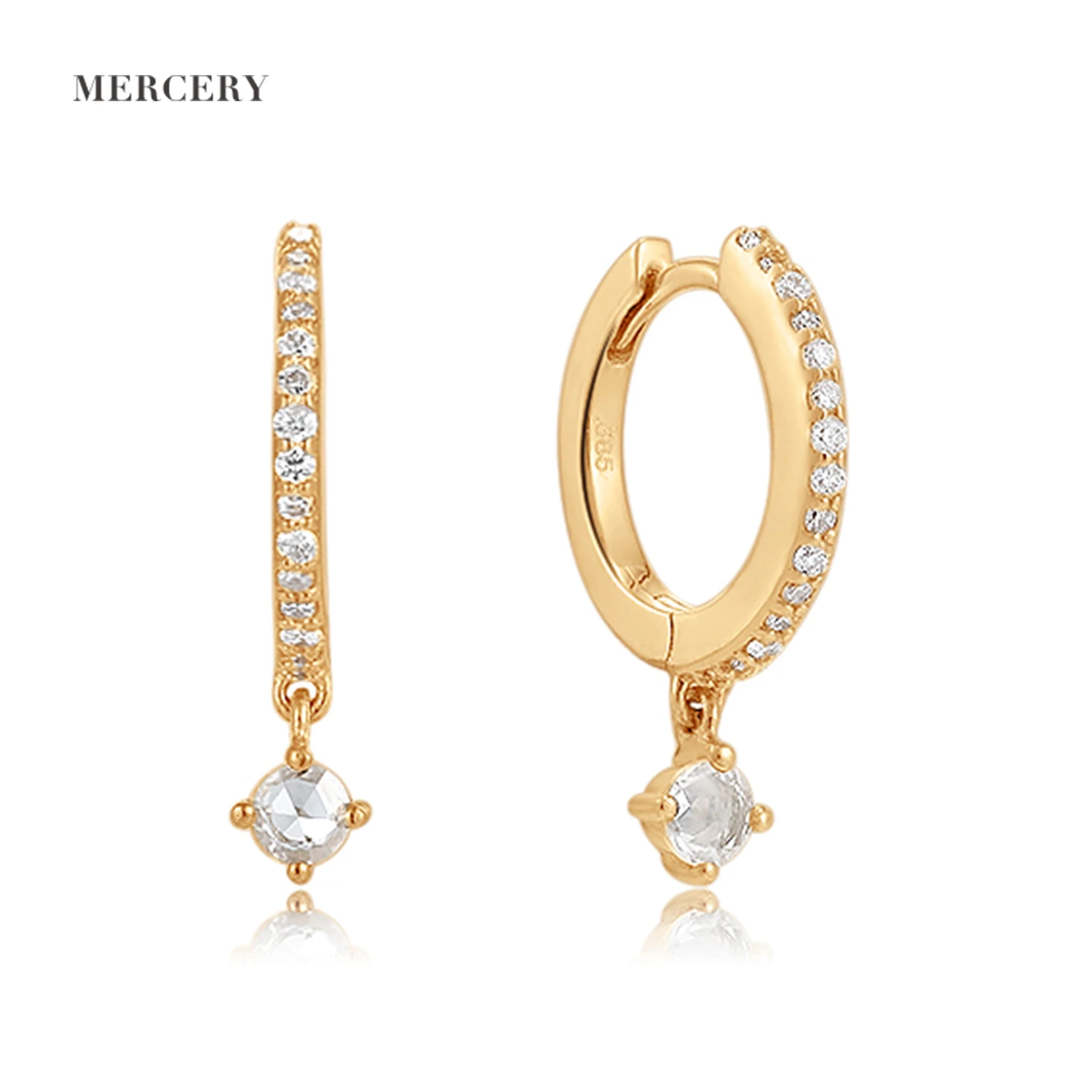 

Mercery Jewelry Wholesale Newest Earrings Huggies With White Design Fashion Round 14k Gold Earrings Designs For Girls