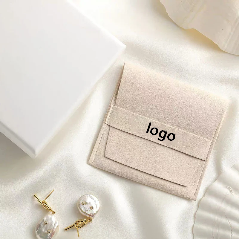 

Custom Bag Jewelry Luxurious Jewellery Pouch Bag Printed Suede Envelope Logo Pouch And Packaging Gift Bag With Button, Customized color