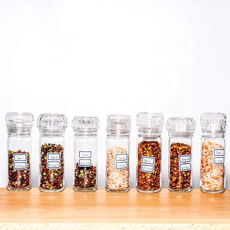 

Top-ranked Spice Jar Quality First Plastic Herb Mills Salt and Pepper Grinder With Glass Bottle, Transparent bottle