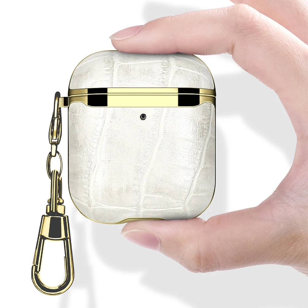 

Luxury Genuine Leather Protective Earphones Cover For Airpods Pro Case With Keychain