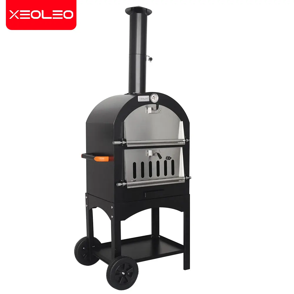 

XEOLEO Outdoor pizza oven Charcoal BBQ Grill Portable Black Metal Pizza baker Small Wood Flame Pizza machine Outside Griller