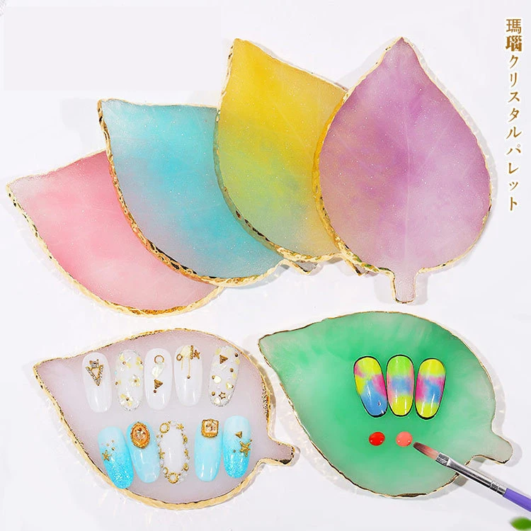 

Jewelry Holder Organizer Decoration jewelry Resin Jewelry Display Plate Leaf Painted palette Tray, As shown