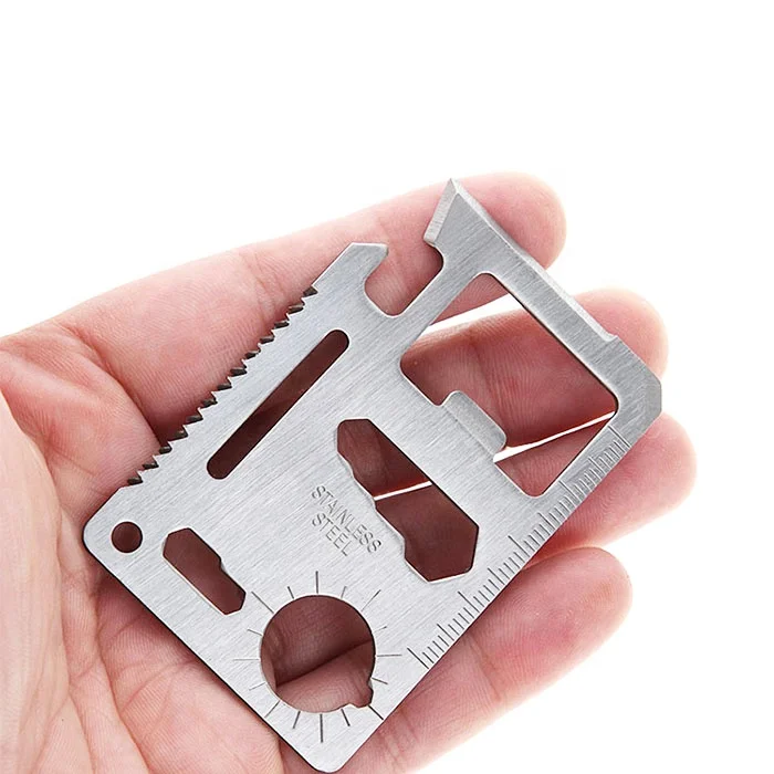 

11 in 1 Multi-function Credit Wallet Cards Stainless Steel Mini Survival Multi Tool Card, Multi function survival card multi tool opener