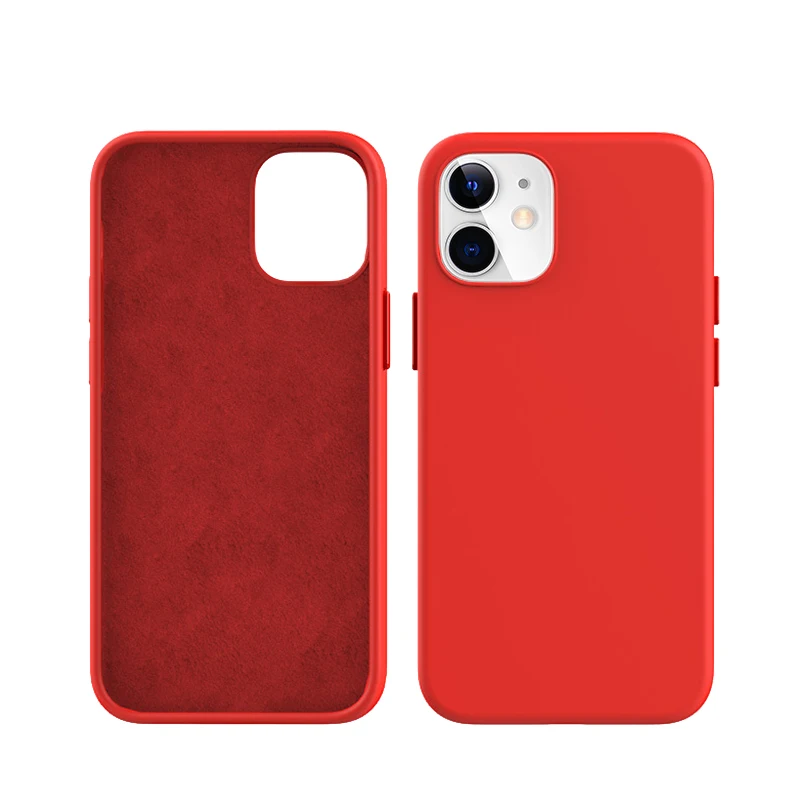 

For iPhone 11 12 13 Liquid Silicone Casings Custom LOGO Microfiber Lining Soft Touch Phone Cases Skin Friendly Covers
