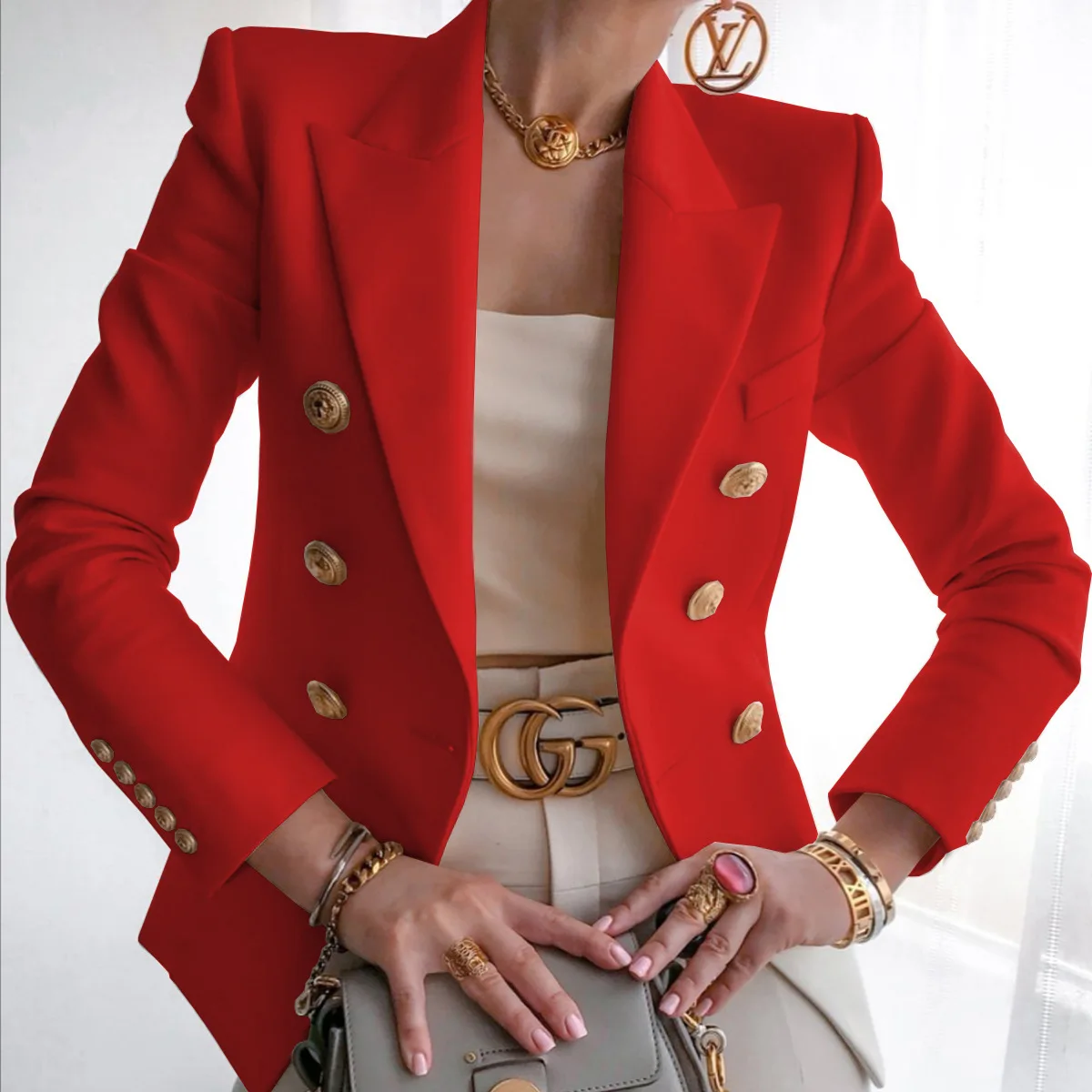 

New women's clothing autumn winter solid color fashion casual suit short jacket women, Picture