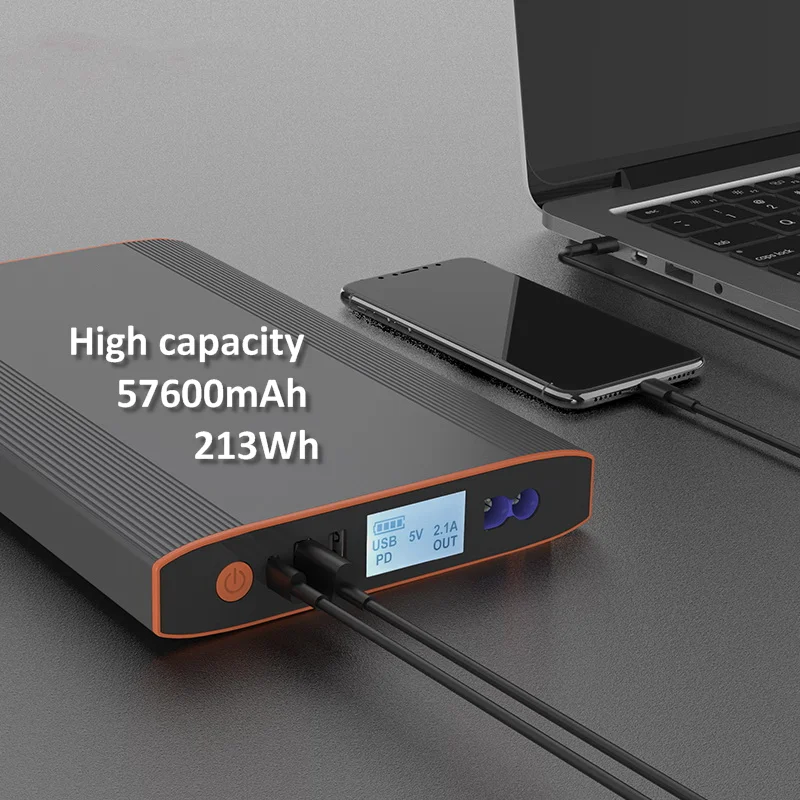 

laptop mini disposable battery 57600mah online order portable power station mobile charger powerbank power bank, Red grey tarnish