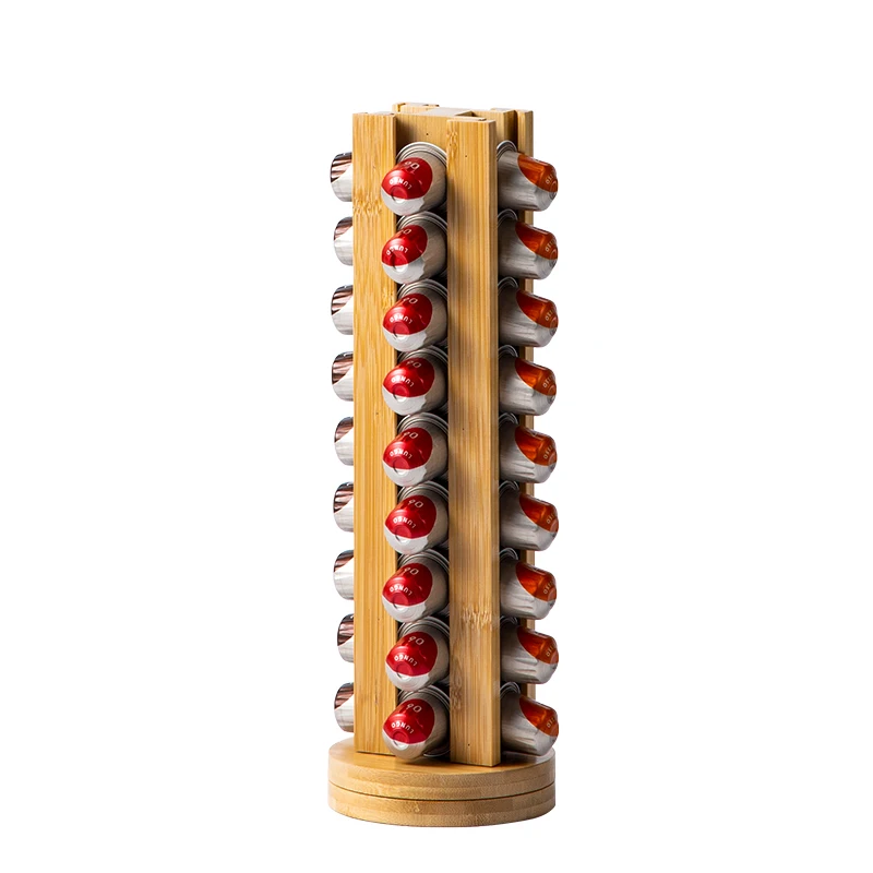 

Large storage dolcegusto capsules holder household 360 revolving nespresso coffee capsules holder, Wood