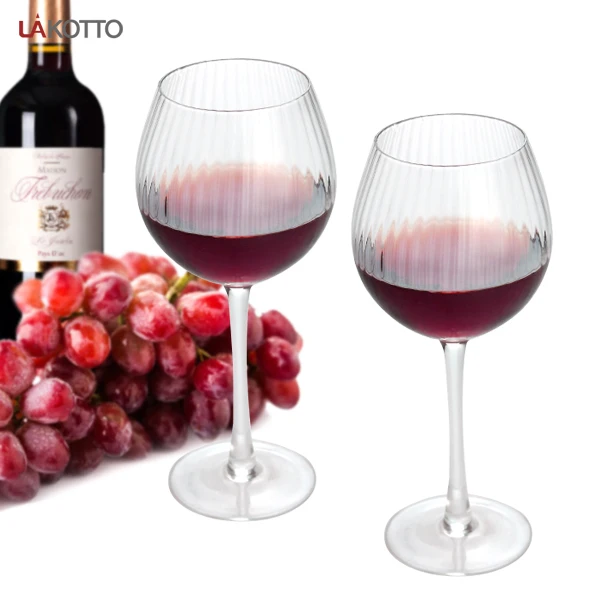 
Factory Wholesale 500ml Vertical Stripes Customized Transparent Wine Glass for Bar Restaurant Home Supermarket glass goblet 