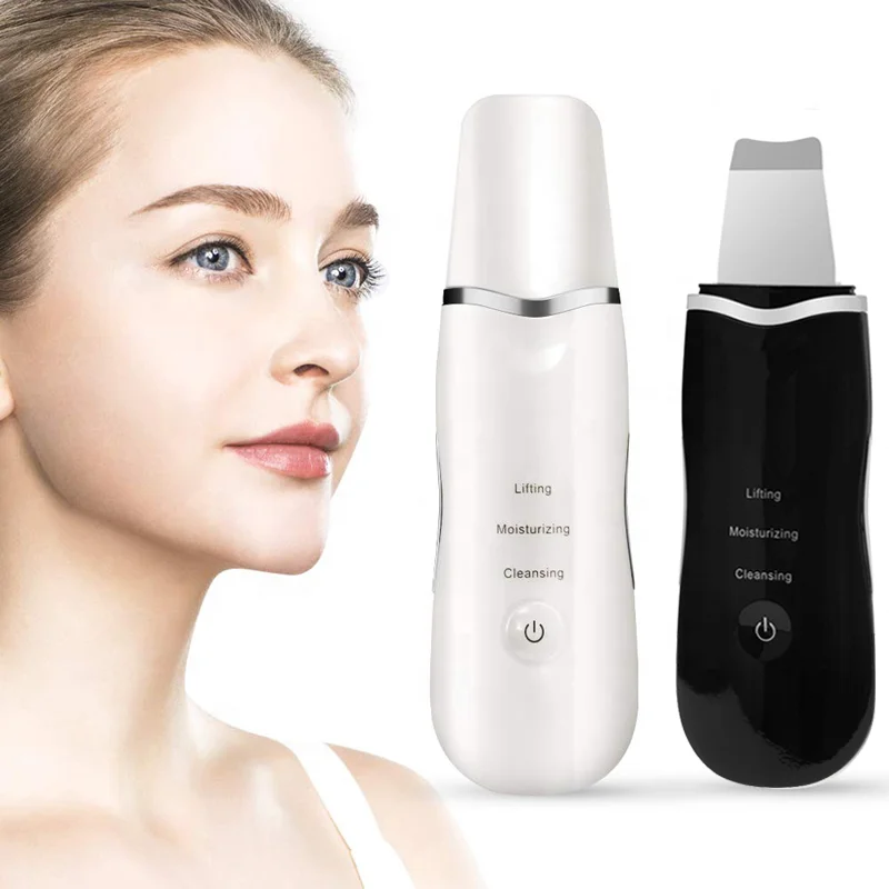 

2021 New beauty product ultrasonic ion skin scrubber, White