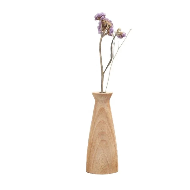 

factory wholesale Available eco friendly rubber beech solid Wooden Table Vase For Flowers, Customized colors