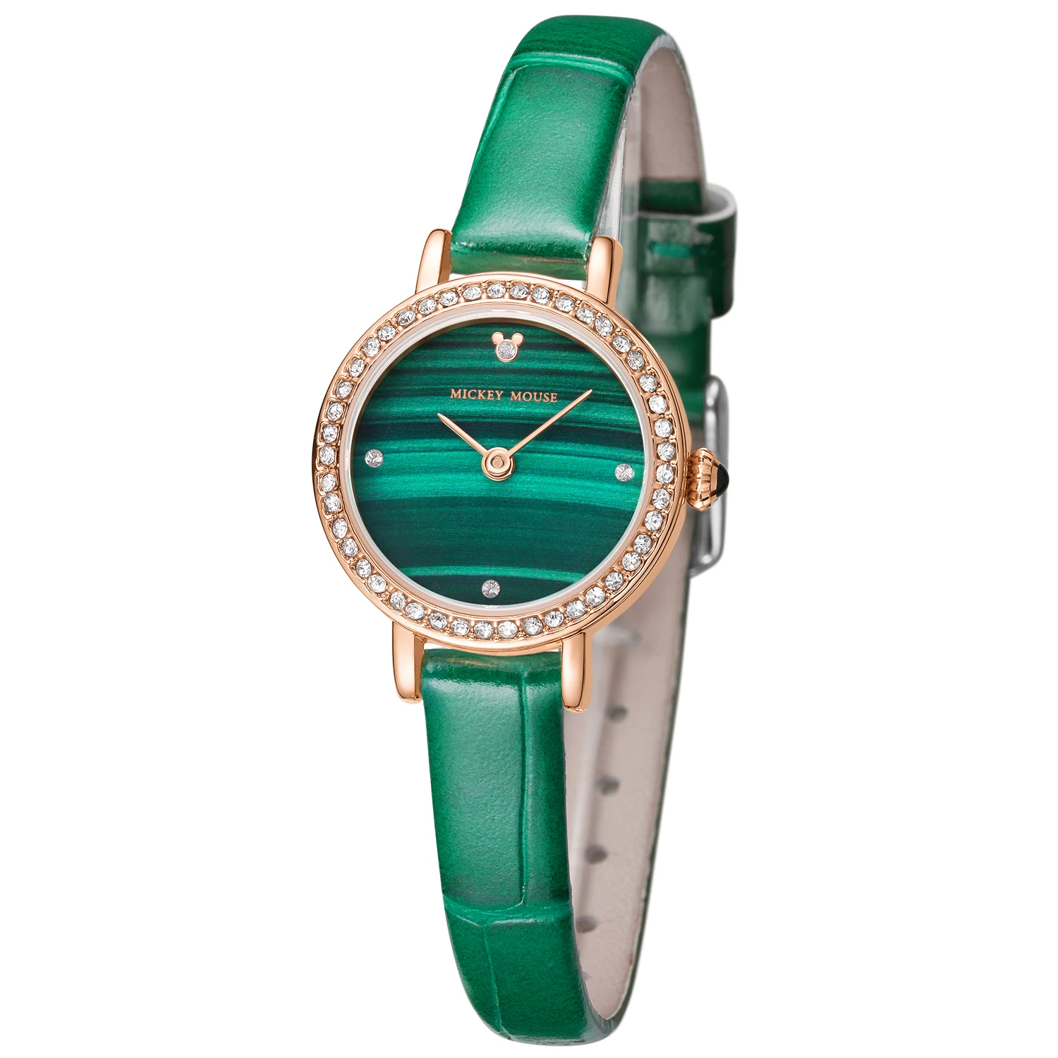 

Shenzhen Wrist Watch OEM Factory Waterproof Leather Band Fashion Disney Ladies Watch, Green