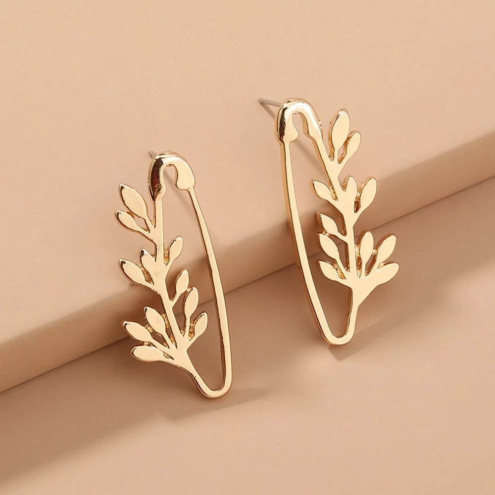 

925 Silver Woman Jewelry Delicate Leaf Shape Brooch Stud earrings