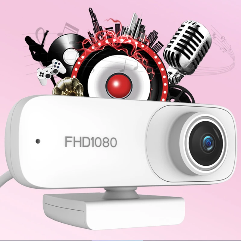 

50% Off Video Record Live Stream 1080P Built-In Mic Webcamera 90 Degree Wide Angle Pc Laptop USB Full HD Webcam, White
