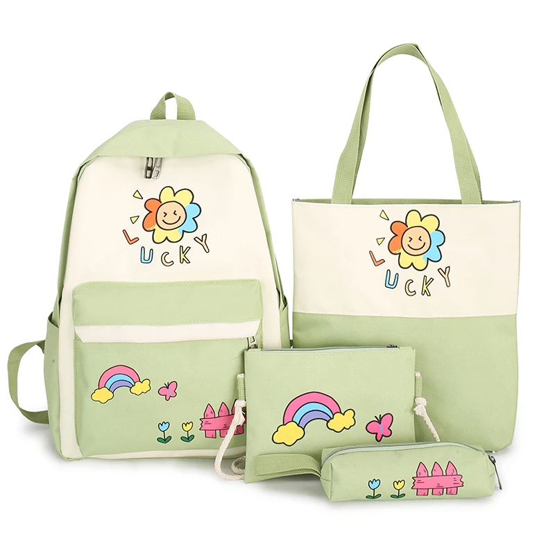 

Hot sale nice 4 pieces in 1set student shoulders bag school bags backpack set for girls