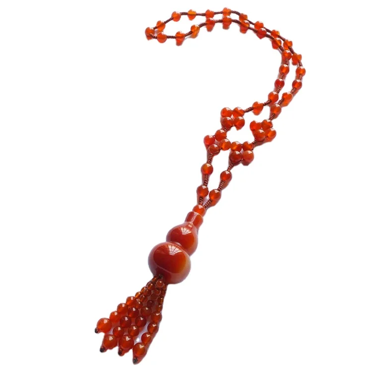 

Hot Selling Fashion Atmosphere Natural Agate Calabash Necklace For Women, Red
