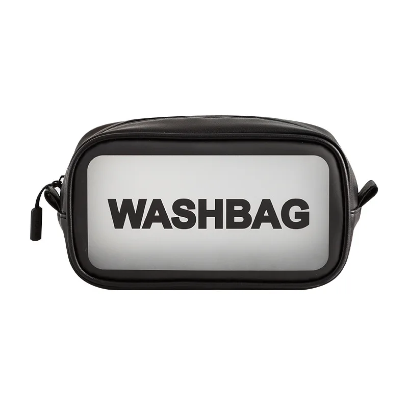 

Custom LOGO letter women pink white black cosmetic bag Durable waterproof travel large capacity PVC PU makeup bag, Customized color