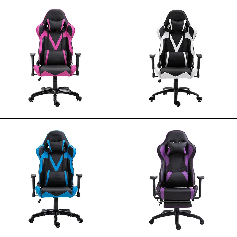 Home Comfortable Blue Gaming Chair 180 Degree Reclining With Wheels