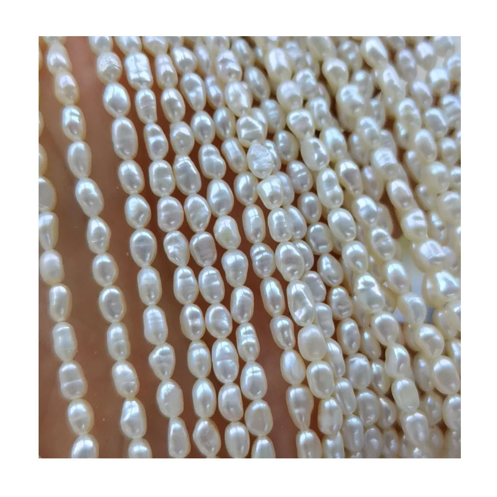 3 -4 mm long baroque freshwater pearl loose in strand wholesale freshwater pearl strand wholesale price diy jewelry accessories