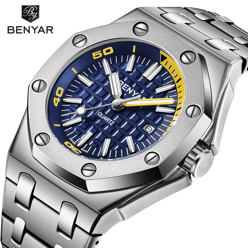 

BENYAR BY 5123 Men's Watches 2019 New Luxury Fashion Quartz Watch Men Waterproof Steel Casual Sports Clock Relogio Masculino