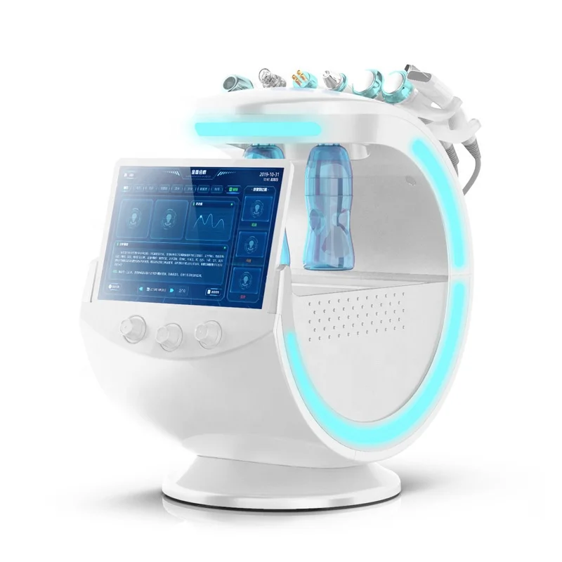 

New Design 7 in 1 Hydro Dermabrasion Oxygen Facial Ultrasonic Microcurrent Skin Care Beauty Machine With Skin Scanner